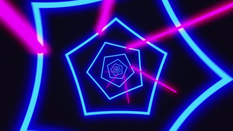 fondo hexagonal del túnel de flujo de brillo de neón de bucle