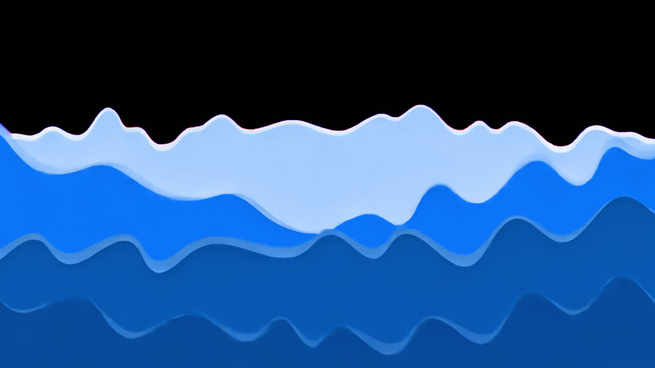 Cute blue waves animated overlay, transparent 4K video, alpha channel, ProRes 4444