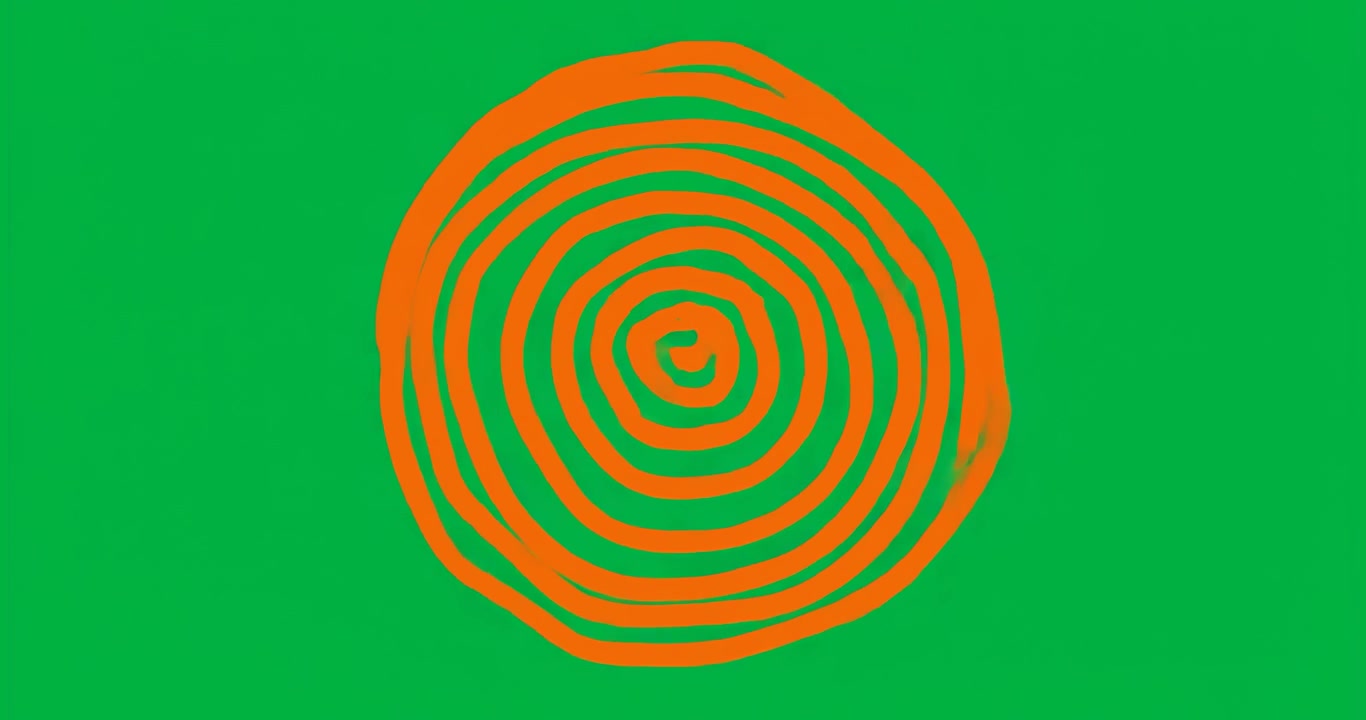 On launch orange spiral rotating clockwise pulsing over transparent blue backdrop showing morphing