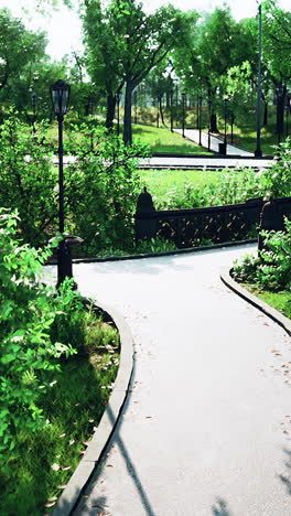 a winding path through a park