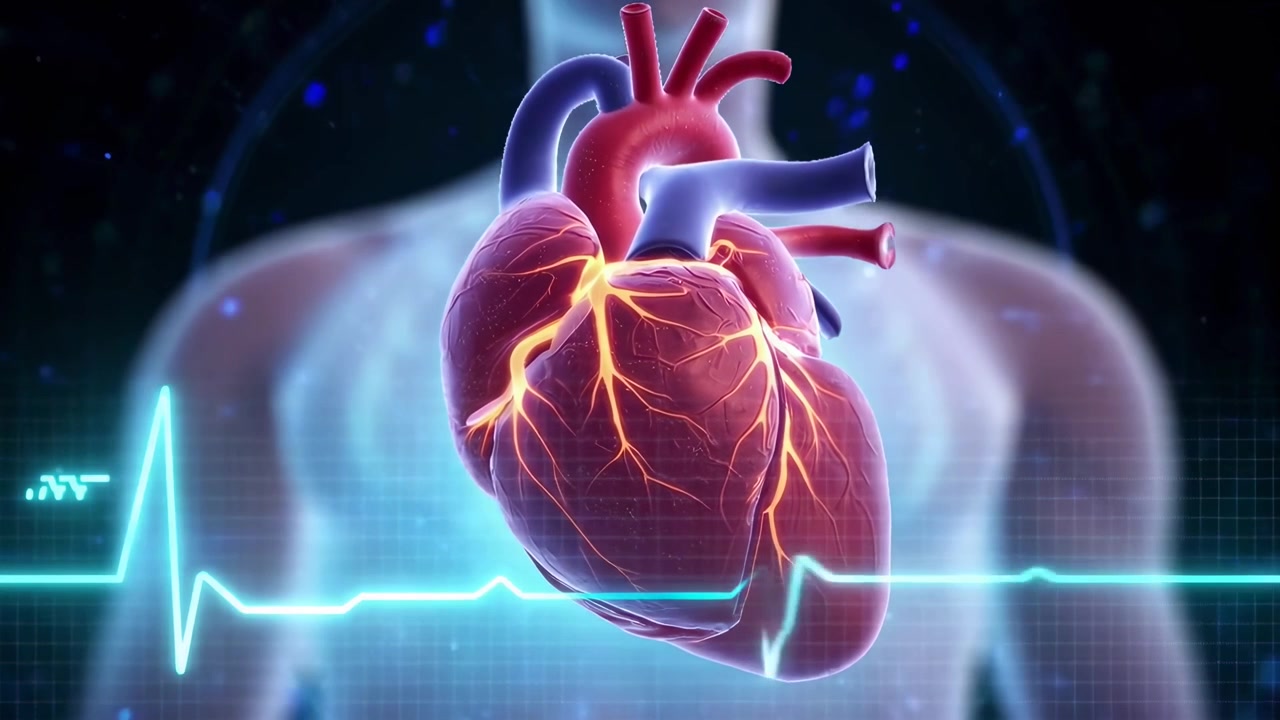 3D Animation of a Beating Human Heart with EKG Monitor