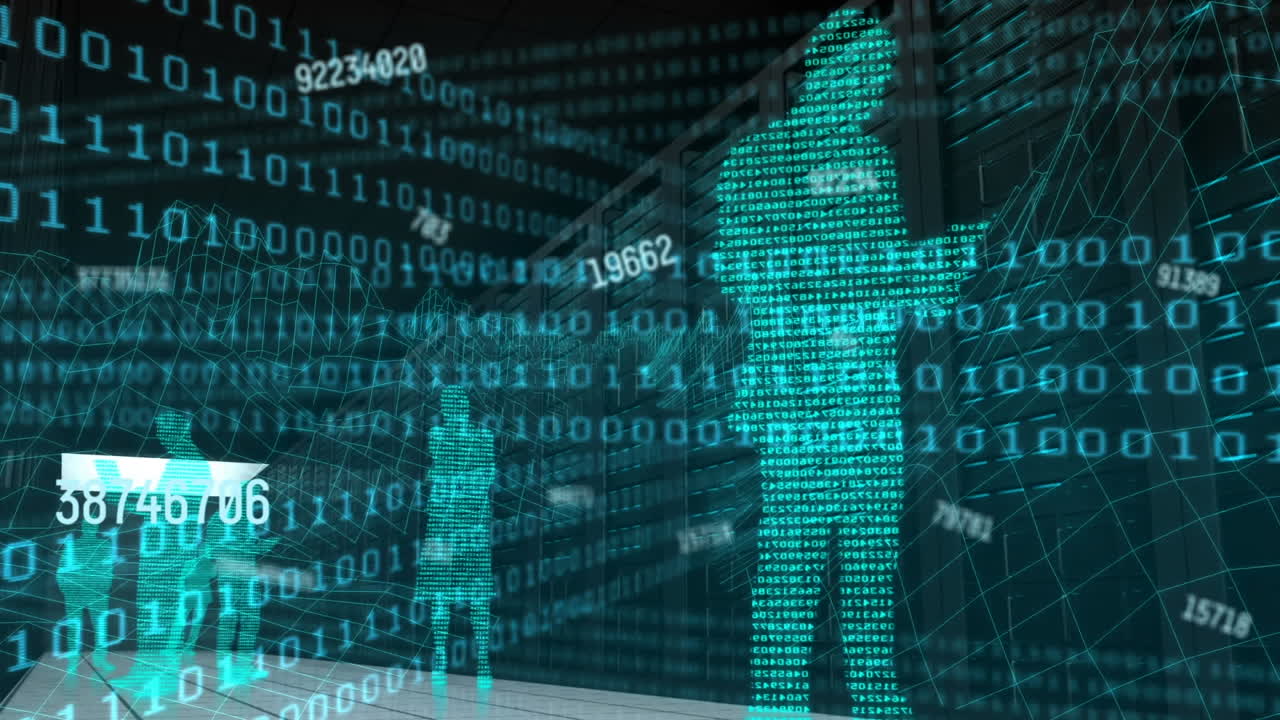 Animation of scientific data processing on black background