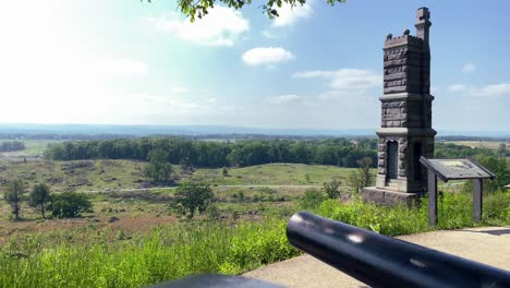 American-Civil-War-Cannon,-view-from-Little-Round-Top,-Gettysburg-battlefield