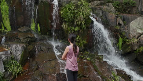 waterfall in the river of a tropical forest