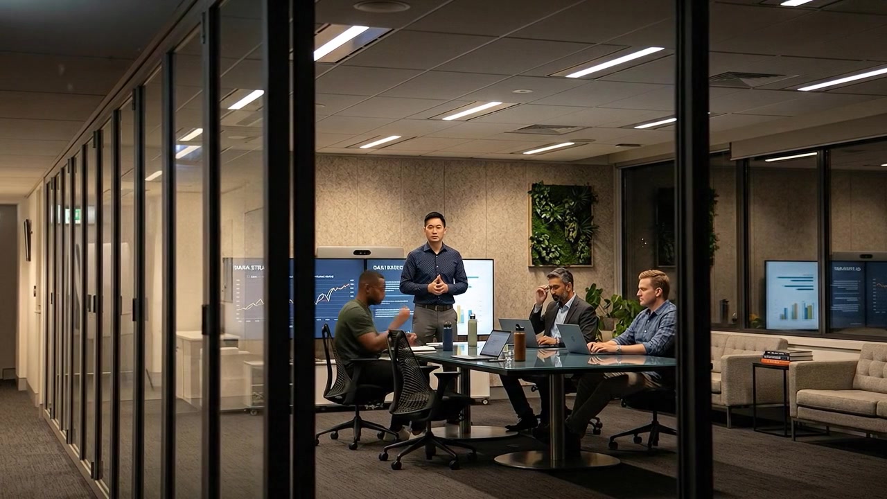 Business Team Having a Meeting in a Modern Office Conference Room
