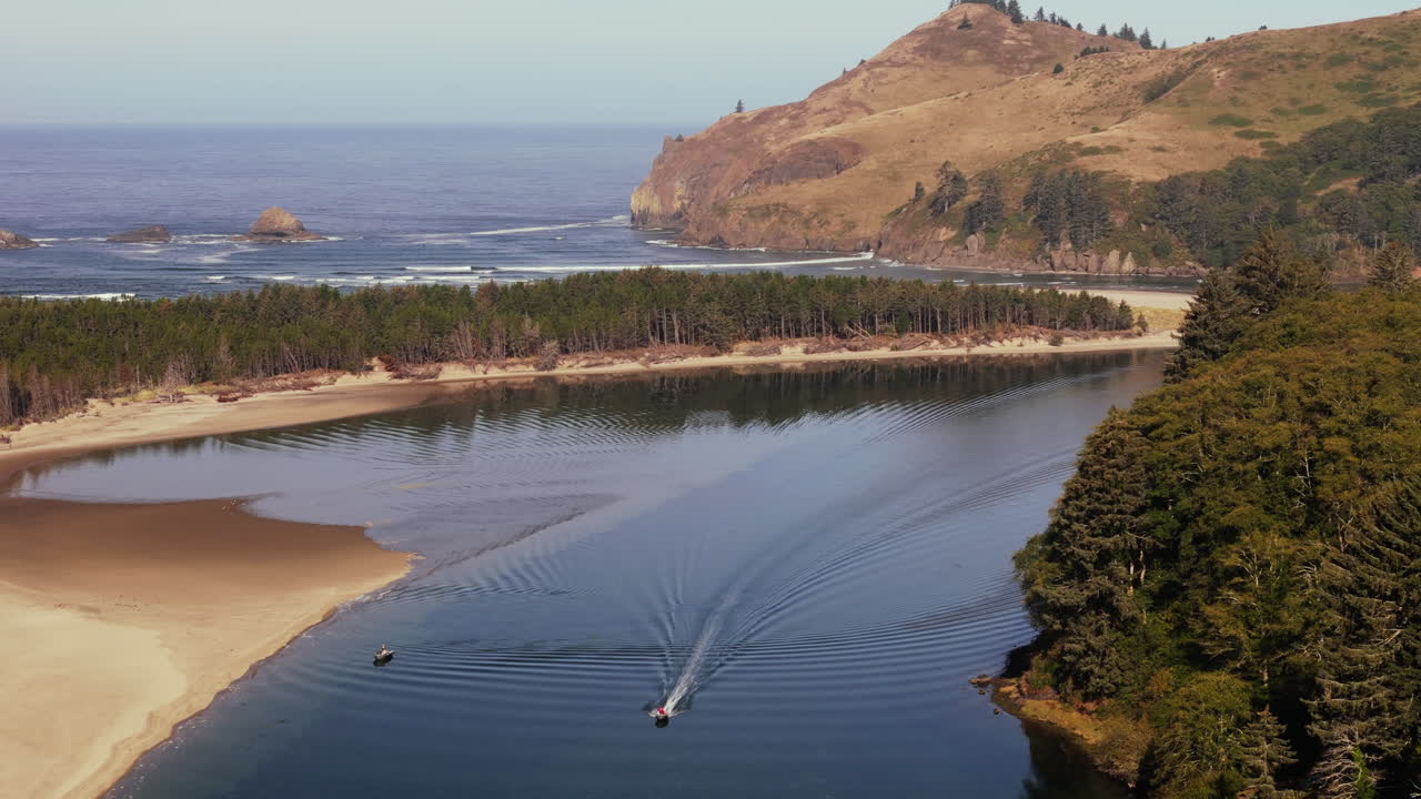 Coastal River Estuary with Boats