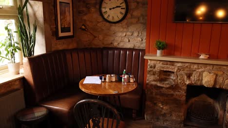 empty cafe table with cozy seating