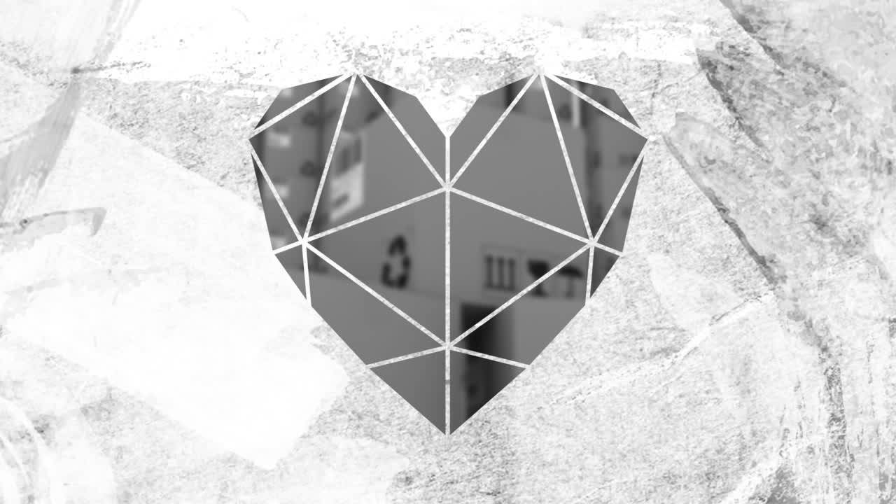 animación de corazones sobre cajas en el almacén.