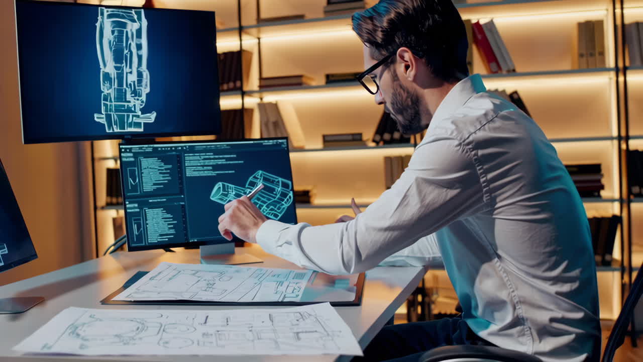 Engineer Working on CAD Design