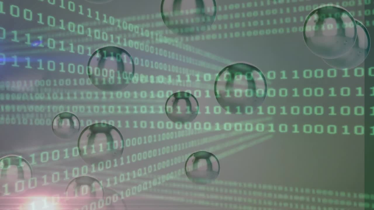 Animation of glowing spots over binary coding