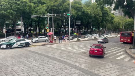 shot of diverse systems of public transport in reforma avenue mexico city