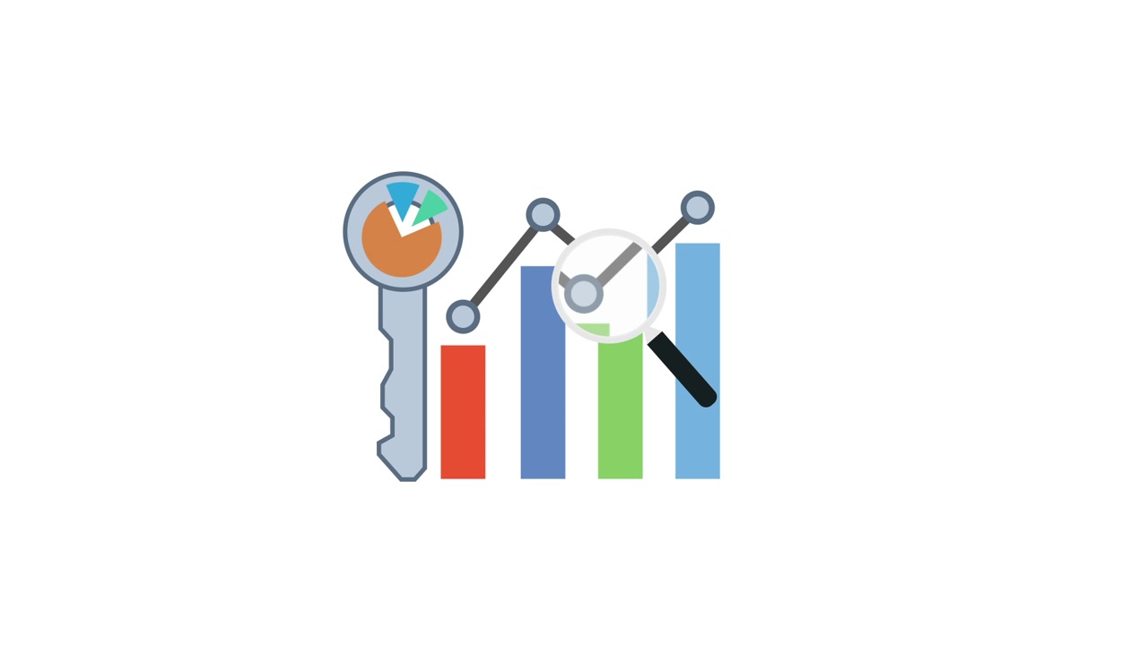 Animated Key, Charts, and Magnifying Glass for Data Analysis