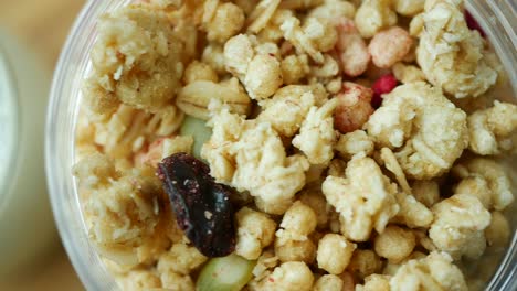 close up of a container of granola