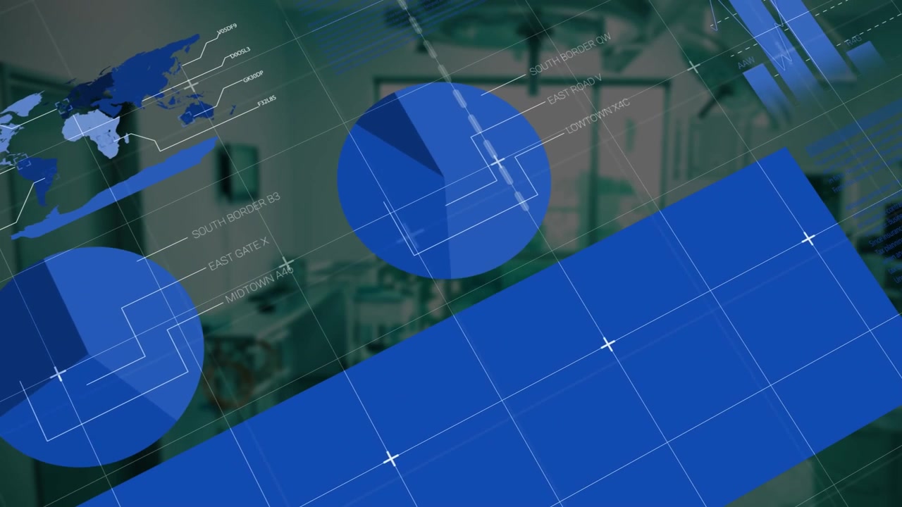Animation of data processing over hospital room