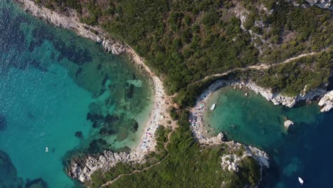 porto timoni whee sandy beach at corfu island, greece