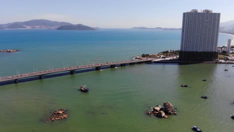 aerial seascape of nha trang, vietnamese city