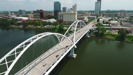 aerial view of broadway bridge in little rock, arkansas, usa