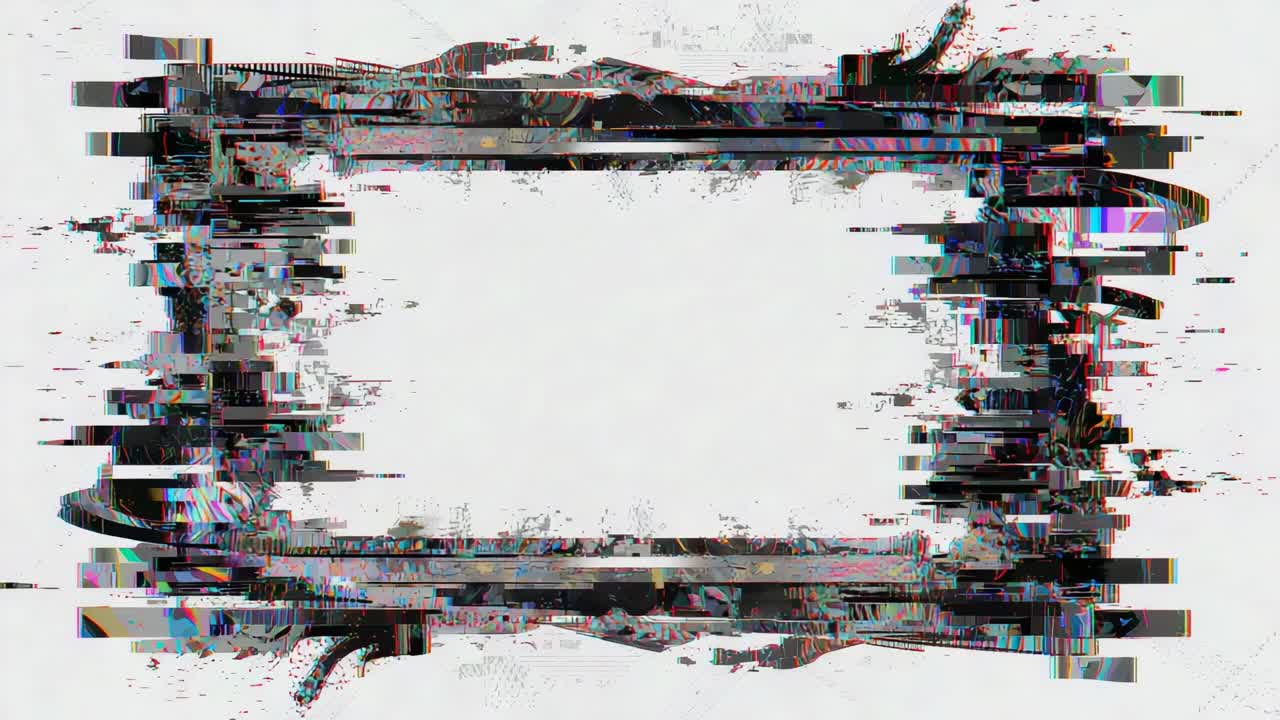 Appearing grunge black frame shifting and dripping on white canvas, revealing white panel