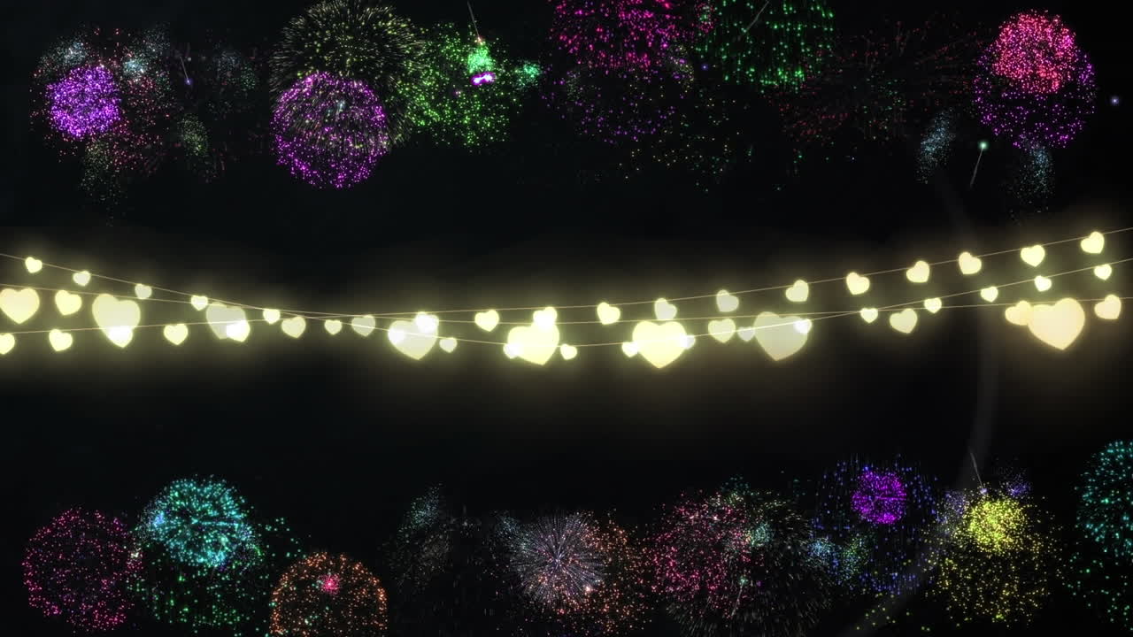 불꽃놀이와 함께 불꽃놀이의 빛나는 줄