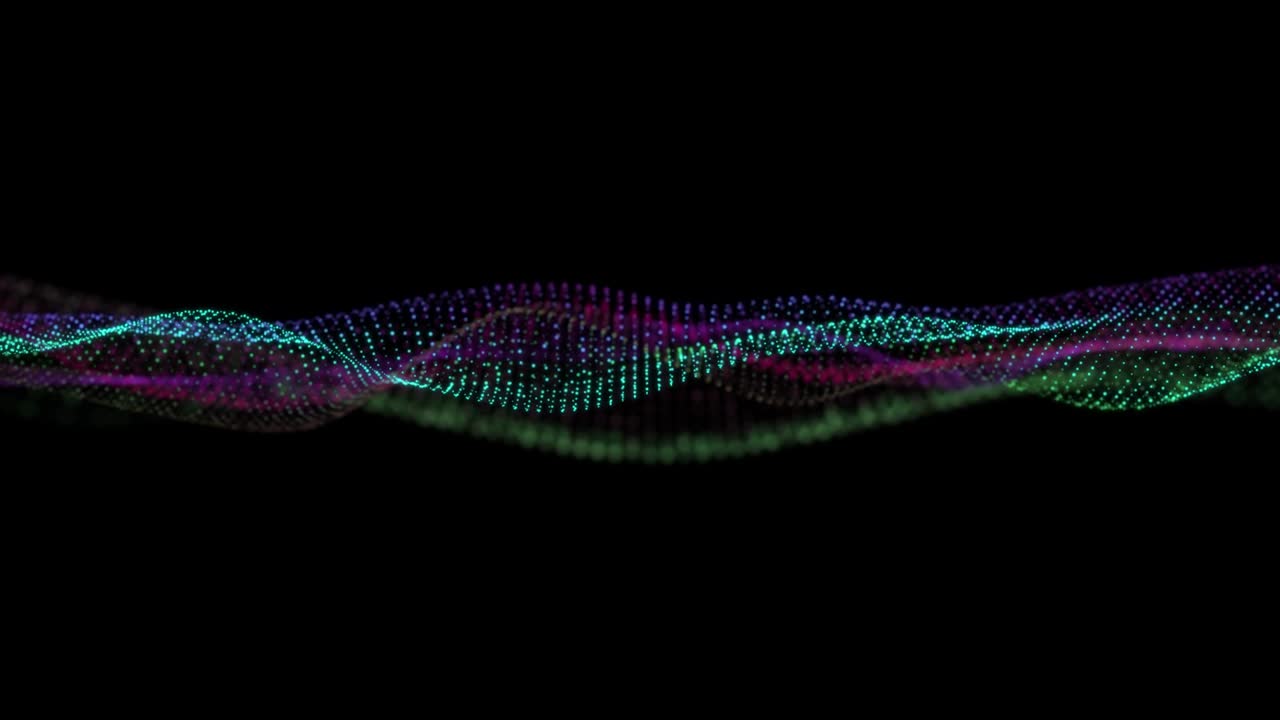 Particle waves 4K - 4k clip of Abstract blue wave particle over dark background, digital technology and innovation concept - Abstract blue wave pattern background - Abstract Moving Particle Wave in Dark Background - Motion Abstract background
