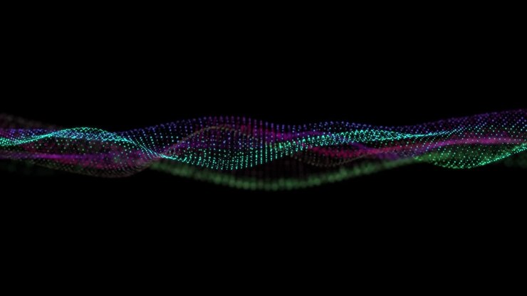 Particle waves 4K - 4k clip of Abstract blue wave particle over dark background, digital technology and innovation concept - Abstract blue wave pattern background - Abstract Moving Particle Wave in Dark Background - Motion Abstract background
