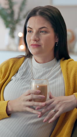 pregnant woman enjoying a cup of coffee at home