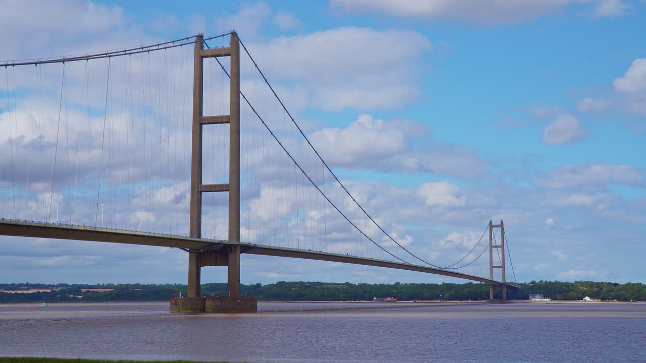 A drone video showcases Humber Bridge, the 12th largest single-span suspension bridge globally