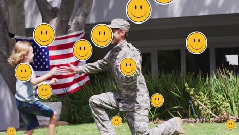 Video-of-falling-emojis-over-caucasian-boy-running-to-the-soldier