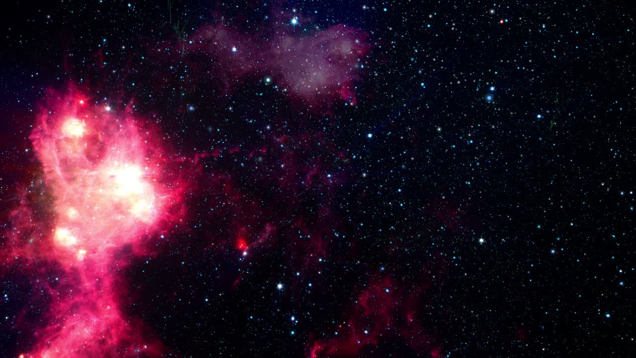 추상적인 루프 우주 비행은 우주에서 신비한 빛나는 은 성운 구름으로 날아갑니다. 우주 탐험은 빛나는 성운 은하를 향합니다. 4k 3d 일러스트레이션 원활한 루프 sf 우주 여행은 외계인 성운으로 비행합니다.