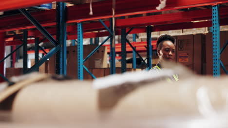 a woman working in a warehouse