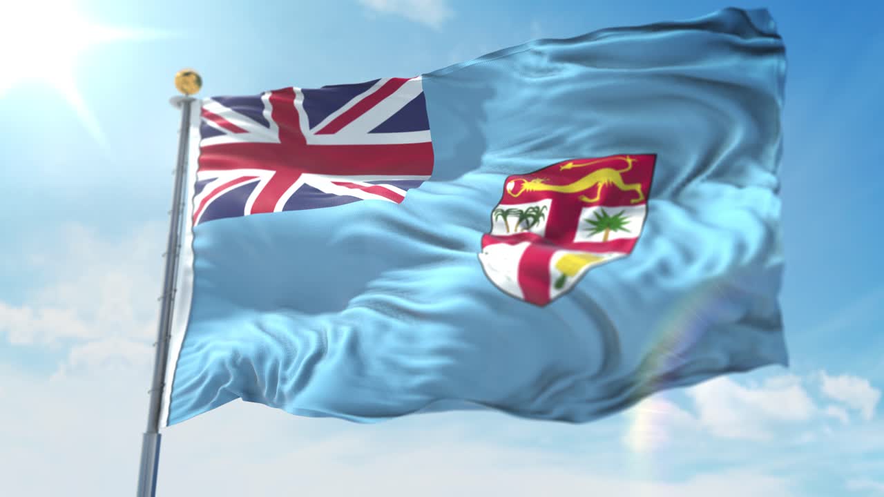 국가 피지의 기둥에 깃발을 흔들며의 4k 3d 그림