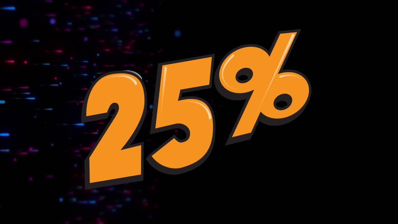 Digital animation of increasing text against text over text against text on rainbow digital circles