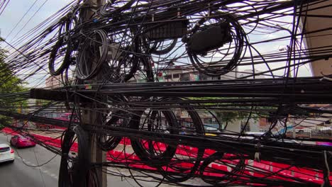 cable tangle on electricity pole, close up, outdoor-1