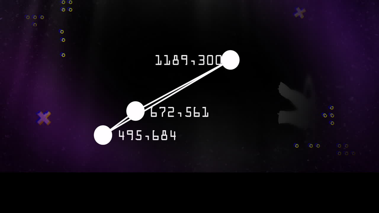 Animation of connected nodes with numerical data on dark abstract background