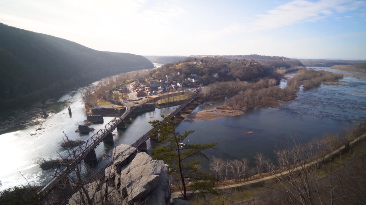 Scenic View of a River Valley with Bridges