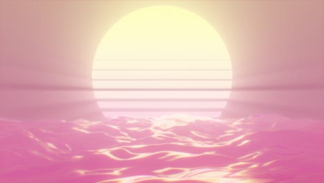 retro 80s sunset light rays shine over ocean water waves reflection - 4k seamless vj loop motion background animation