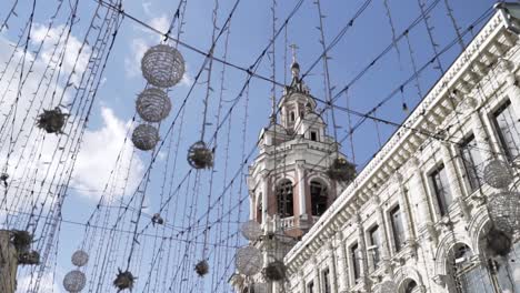 ornate church building with festive decorations