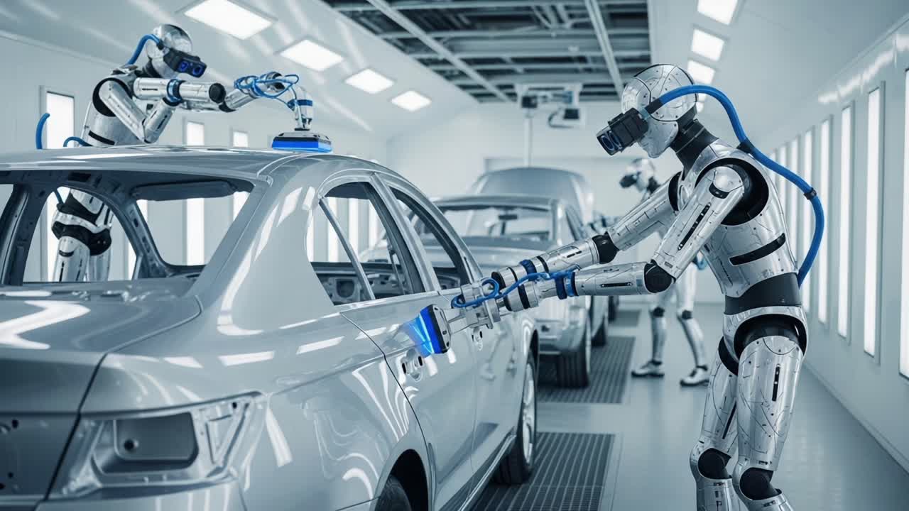 Automated Robotic Systems in Action: Enhancing the Future of Vehicle Assembly with Precision and Efficiency in a High-Tech Manufacturing Environment