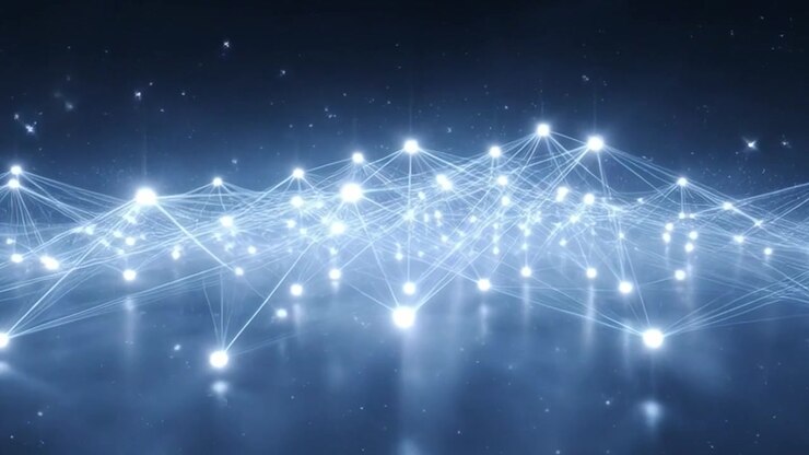 Abstract Digital Network Connection with Glowing Nodes and Lines