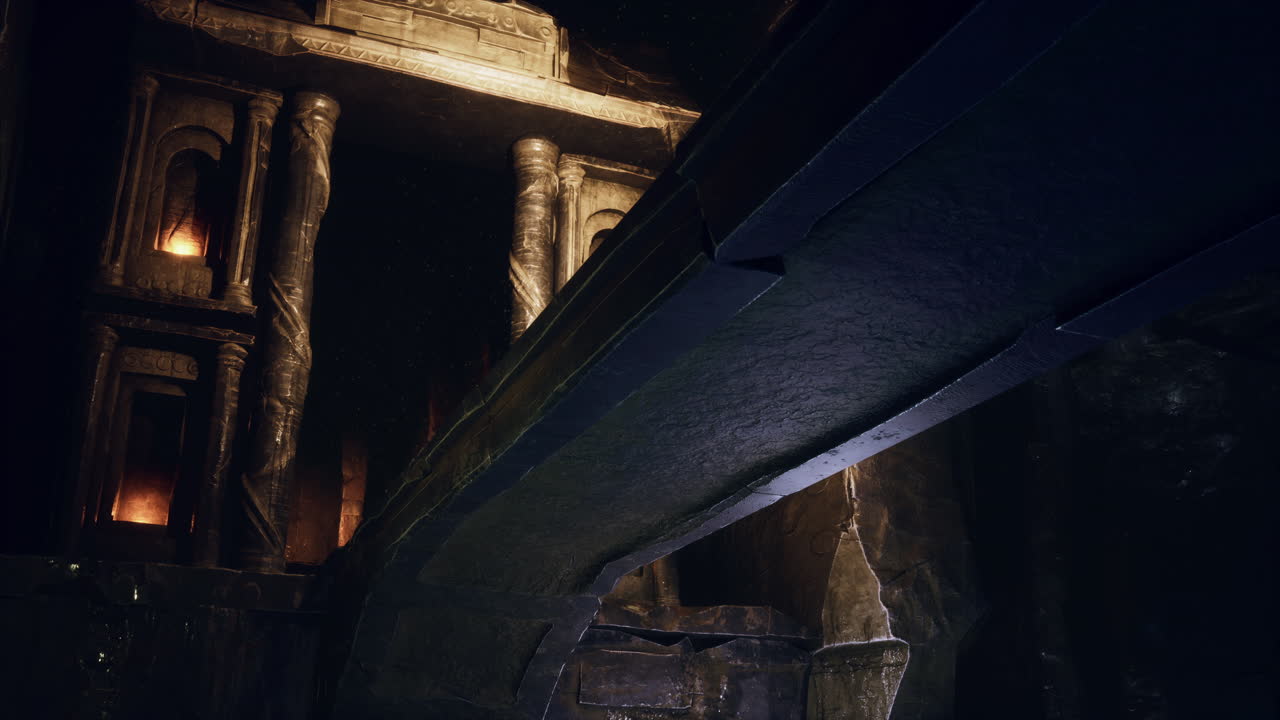 old stone bridge inside big cave