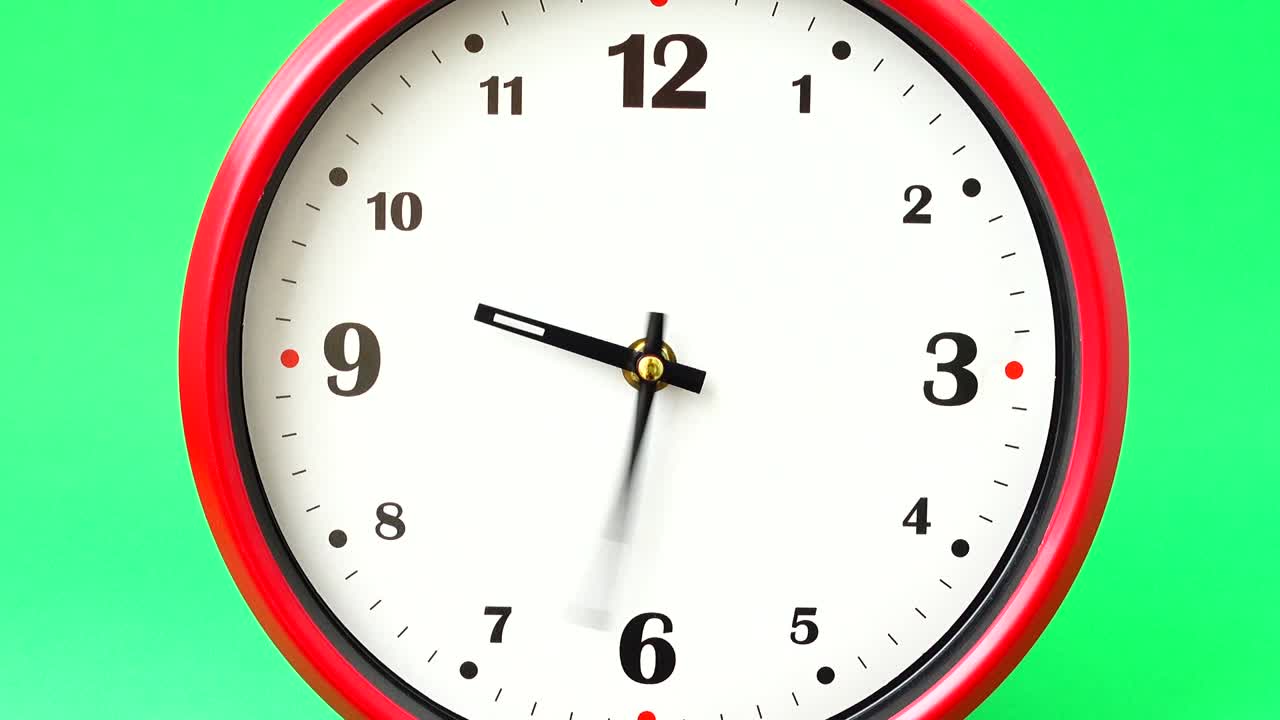 Shooting of hours. Time lapse. Shooting on a green background