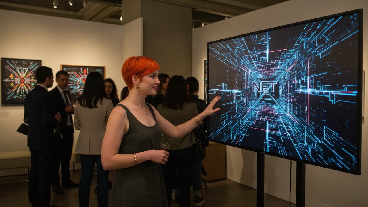 Exploring the Future of Digital Art: Engaging with Innovative NFT Displays at an Art Exhibition, Capturing the Intersection of Technology and Creativity
