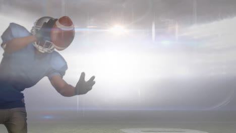 animation of american football player catching ball over stadium