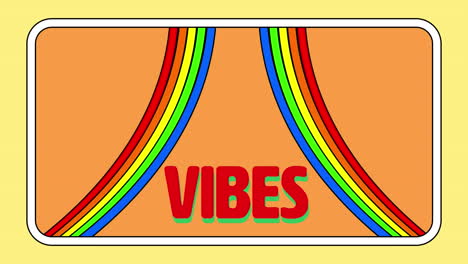 animación de vibraciones de texto con arco iris en un fondo colorido