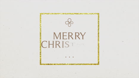 retro merry christmas text with gold frame on white gradient