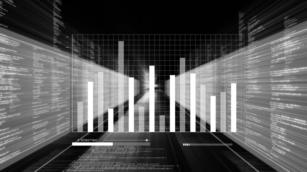 On start controls moving and bar chart fluctuating in tunnel to visualize looping data
