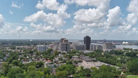 aerial of baton rouge cityscape