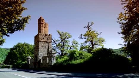 street watchtower build from old stones in medieval times