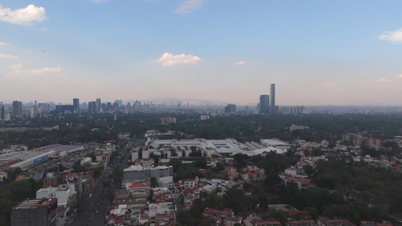 Aerial panorama of southern Mexico City