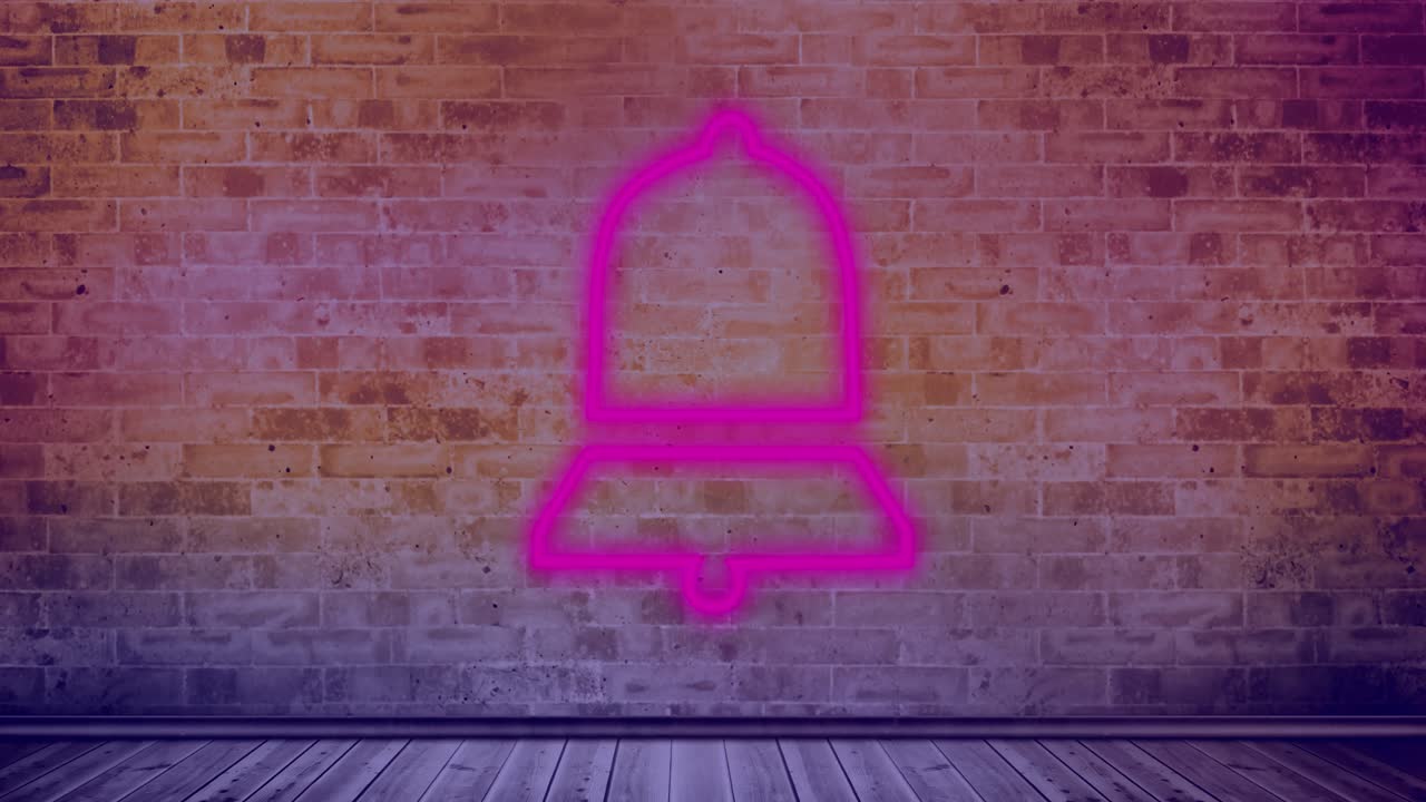 벽돌 벽 4k에 화살표 네온 표지